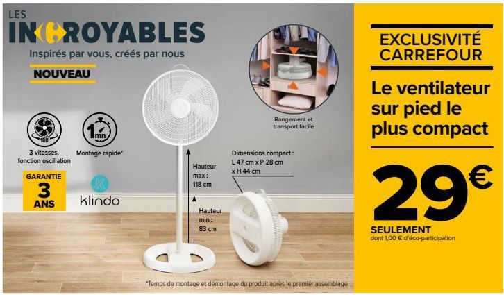 ventilateur sur pied Carrefour