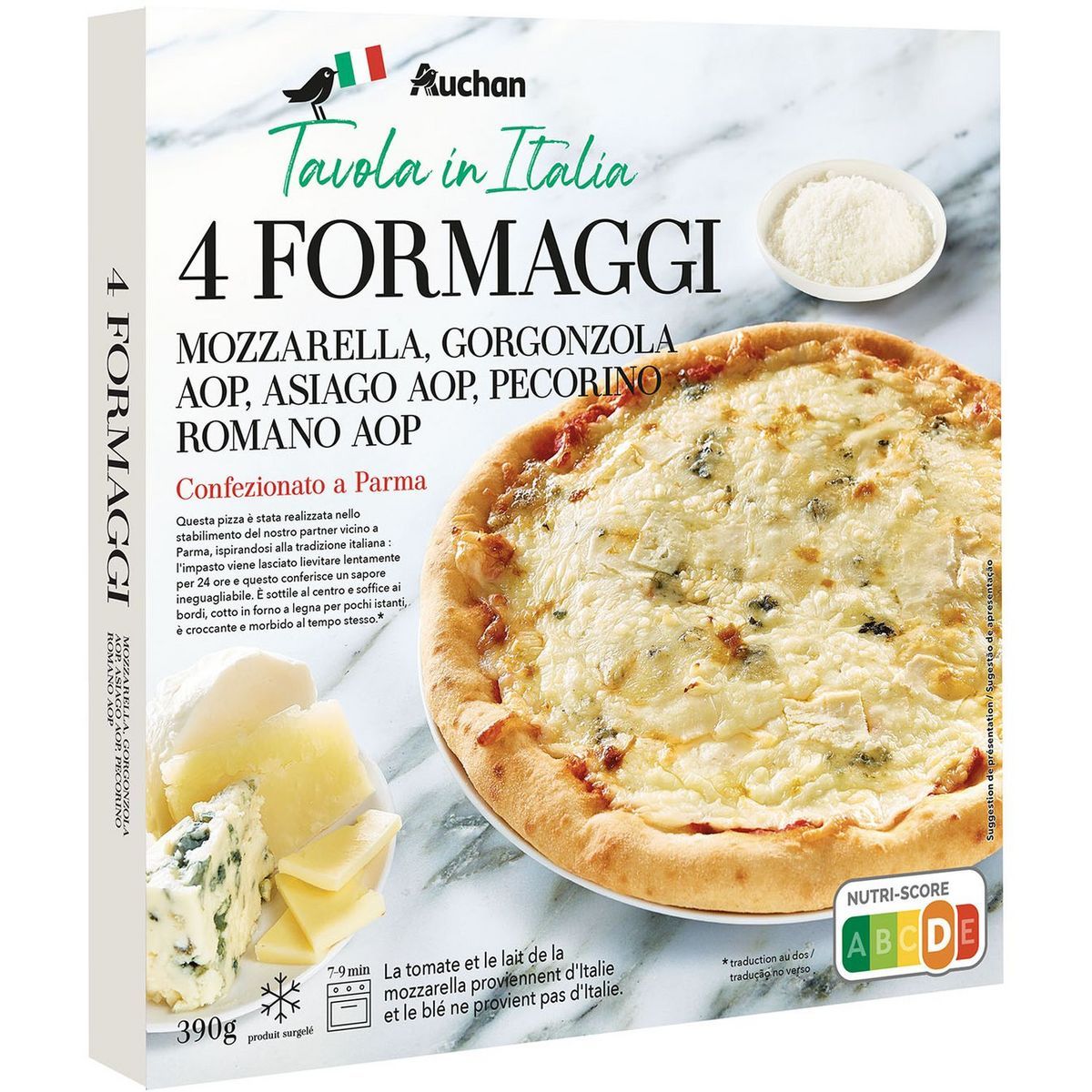 PIZZA 4 FORMAGGI SURGELÉE AUCHAN TAVOLA IN ITALIA