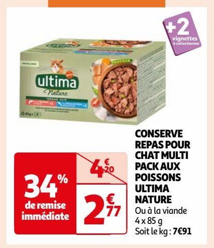 CONSERVE REPAS POUR CHAT MULTI PACK AUX POISSONS ULTIMA NATURE