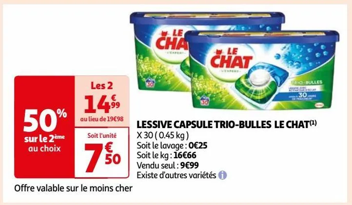 lessive capsule trio-bulles le chat