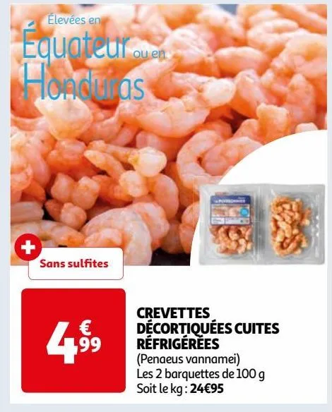 crevettes décortiquées cuites réfrigérées