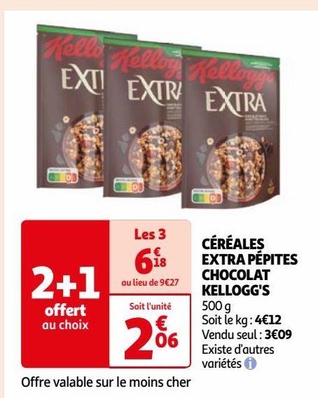 CÉRÉALES EXTRA PÉPITES CHOCOLAT KELLOGG'S