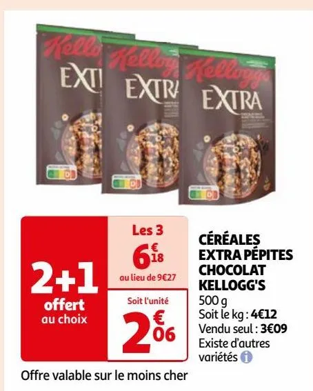 céréales extra pépites chocolat kellogg's