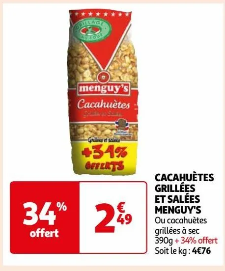 cacahuètes grillées et salées menguy's