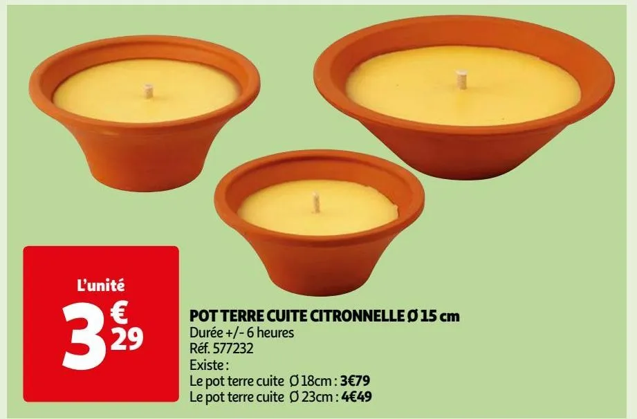 pot terre cuite citronnelle ø 15 cm