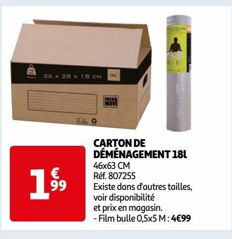 CARTON DE DÉMÉNAGEMENT 18l