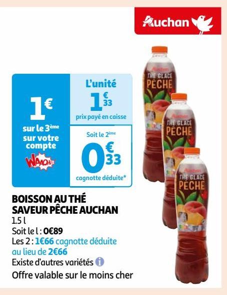 BOISSON AU THÉ SAVEUR PÊCHE AUCHAN