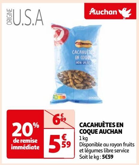 CACAHUÈTES EN COQUE AUCHAN