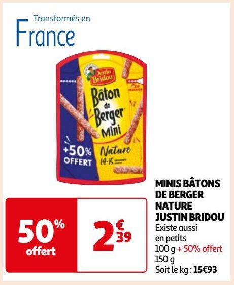 MINIS BÂTONS DE BERGER NATURE JUSTIN BRIDOU