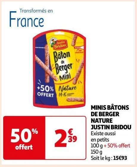 minis bâtons de berger nature justin bridou