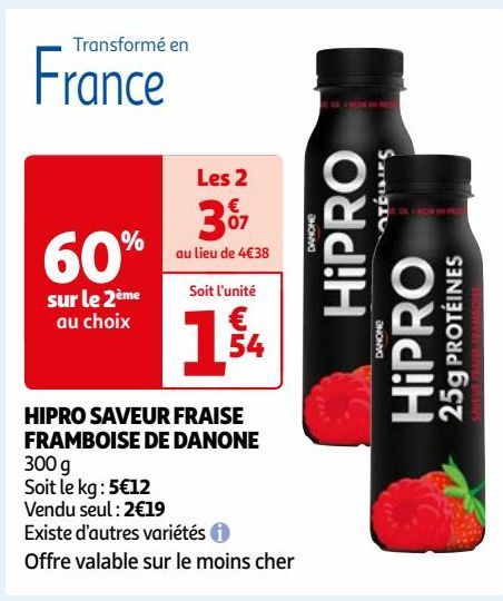 HIPRO SAVEUR FRAISE FRAMBOISE DE DANONE
