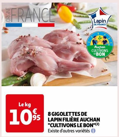 8 GIGOLETTES DE LAPIN FILIÈRE AUCHAN "CULTIVONS LE BON"