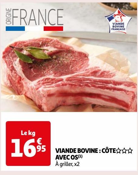 VIANDE BOVINE : CÔTE AVEC OS