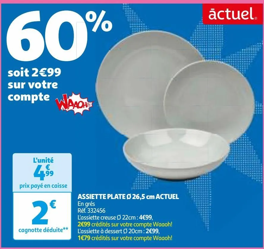 Assiette plate or 26 cm en porcelaine CARREFOUR HOME : l'unité à Prix  Carrefour