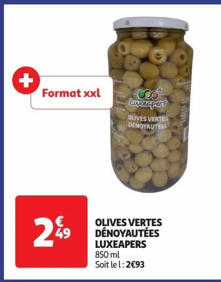 olives vertes  dénoyautées  luxeapers