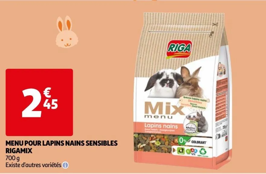 menu pour lapins nains sensibles rigamix