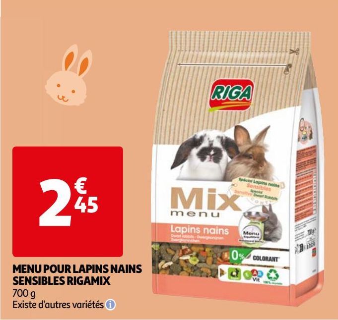 MENU POUR LAPINS NAINS SENSIBLES RIGAMIX