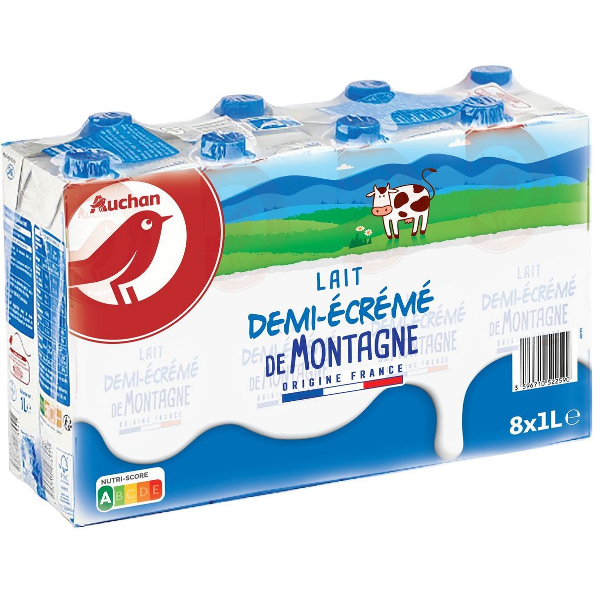 LAIT DEMI-ÉCRÉMÉ DE MONTAGNE AUCHAN