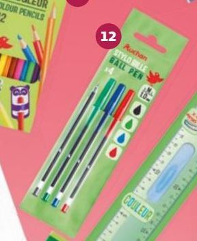 4 STYLOS BILLES AUCHAN