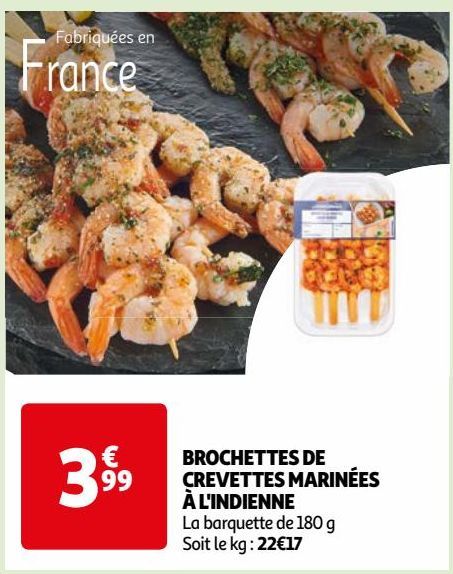 BROCHETTES DE CREVETTES MARINÉES À L'INDIENNE