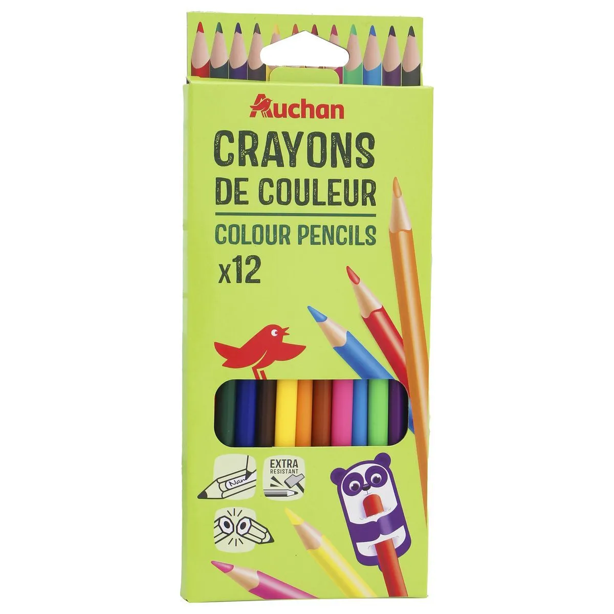 12 crayons de couleurs auchan