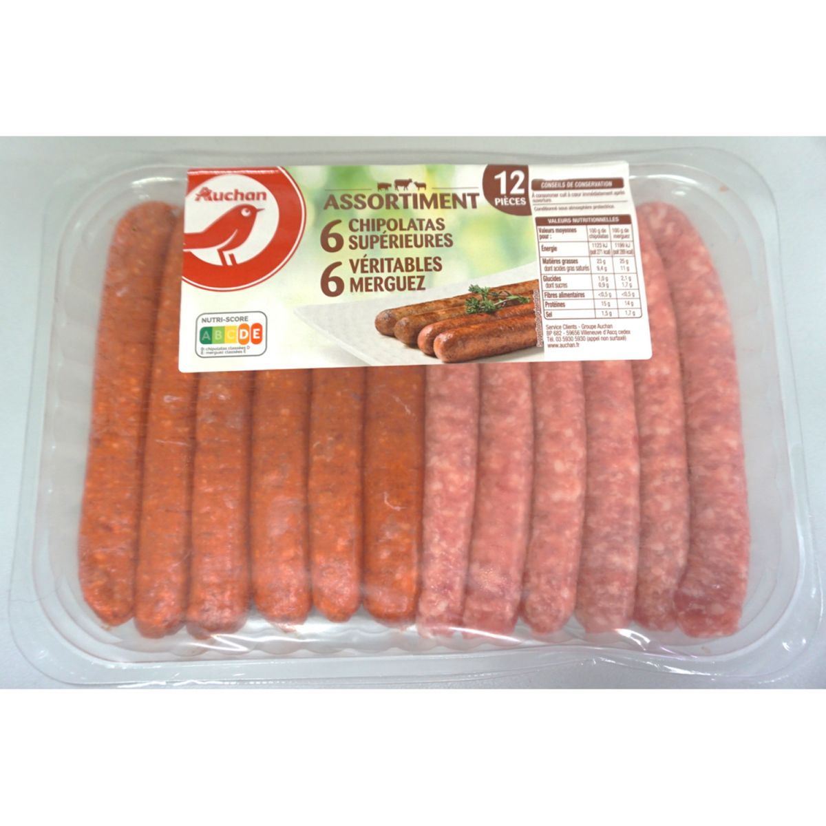 6 CHIPOLATAS ET 6 MERGUEZ AUCHAN