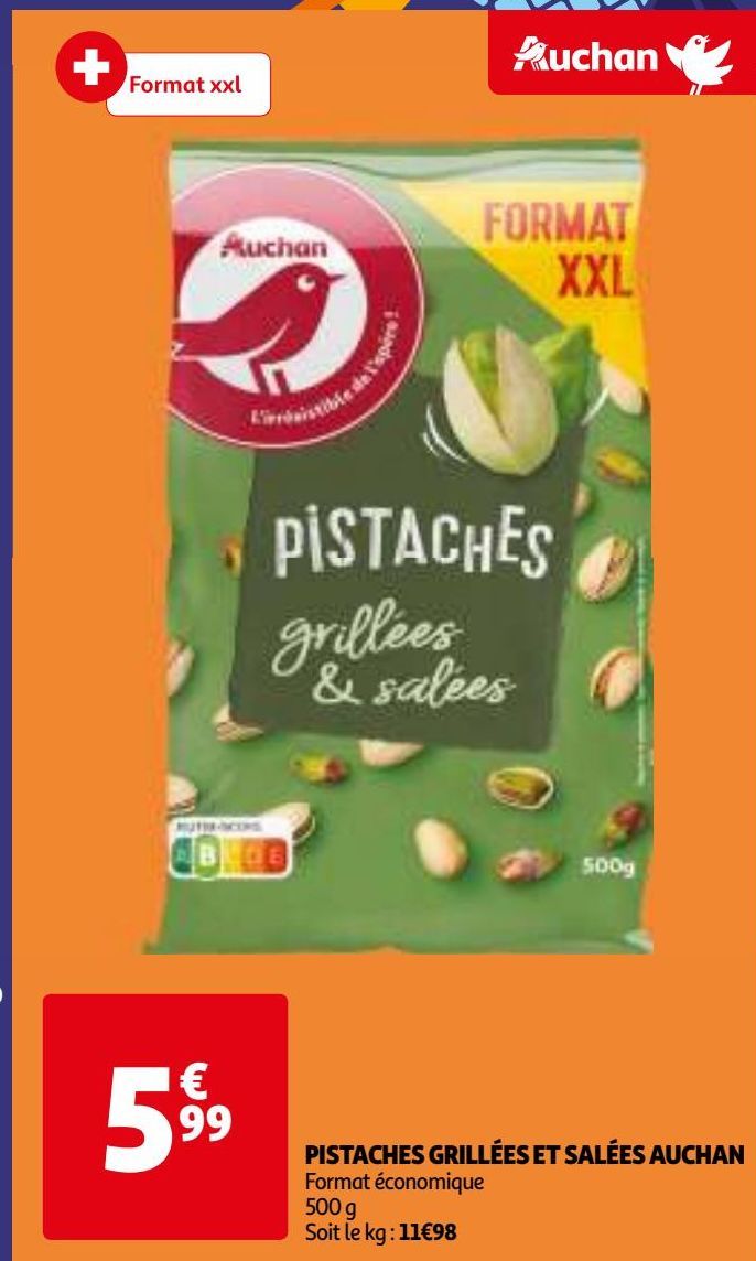 PISTACHES GRILLÉES ET SALÉES AUCHAN