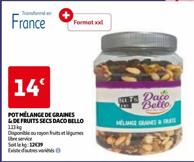 POT MÉLANGE DE GRAINES & DE FRUITS SECS DACO BELLO