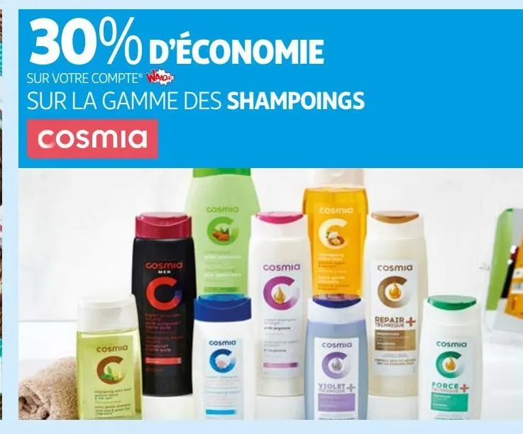 la gamme des shampoings cosmia