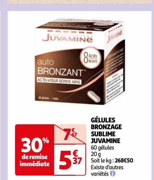 GÉLULES  BRONZAGE  SUBLIME  JUVAMINE