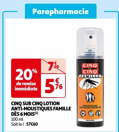  CINQ SUR CINQ LOTION  ANTI-MOUSTIQUES FAMILLE  DÈS 6 MOIS