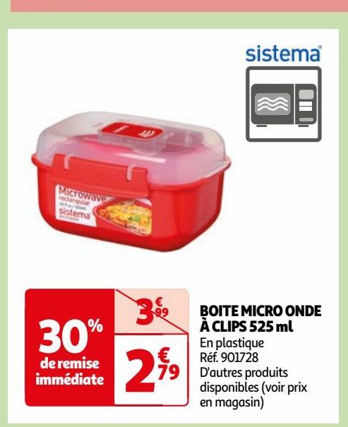 BOITE MICRO ONDE  À CLIPS 525 ml