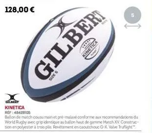 x  size s  thi  gilber  kinetica  us  kinetica  ref: 48428105  ballon de match cousu main et pré-malaxé conforme aux recommandations du world rugby avec grip identique au ballon haut de gamme match xv