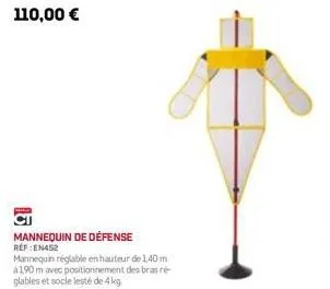 110,00 €  ct  mannequin de défense ref:en452  mannequin réglable en hauteur de 1,40 m 