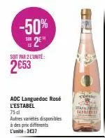 -50%  2  soit par 2 l'unité  2€53  dla 