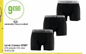 9€⁹0  s  sergio tacchini  lot de 3 boxers sport 65% polyester 35% coton dum au xxl  mechny serv  fichibaloial susta 