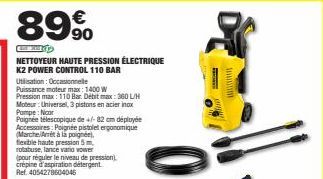 89%  HERKKY  NETTOYEUR HAUTE PRESSION ÉLECTRIQUE K2 POWER CONTROL 110 BAR 