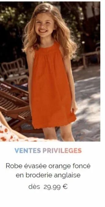 ventes privileges  robe évasée orange foncé en broderie anglaise  dès 29.99 €  