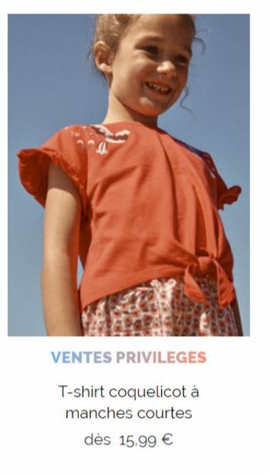 VENTES PRIVILEGES  T-shirt coquelicot à manches courtes  dès 15.99 €  