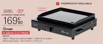 199% -30°  DE REMISE IMMEDIATE  169%  NONT CONATIESENTING  Samagic PLANCHA ÉLECTRIQUE  804337  Oina- Plaque de cuisson emailee Collecteur de graisse-Bati en acier laqué-L49.5 x H16,5 x P16,5 cm  + THE