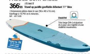 Payez en 3X 122.22 SANS FRA  C  Stabilite  Très large (34-) et épaisse (6-) pour une rigidité et une stabilité maximales. 