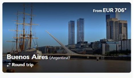 Buenos Aires (Argentina) Round trip  From EUR 706* 