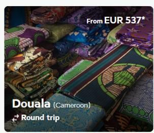 From EUR 537*  Douala (Cameroon) Round trip 