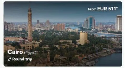 cairo (egypt) round trip  from eur 511* 