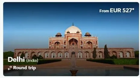 delhi (india) round trip  im  from eur 527* 