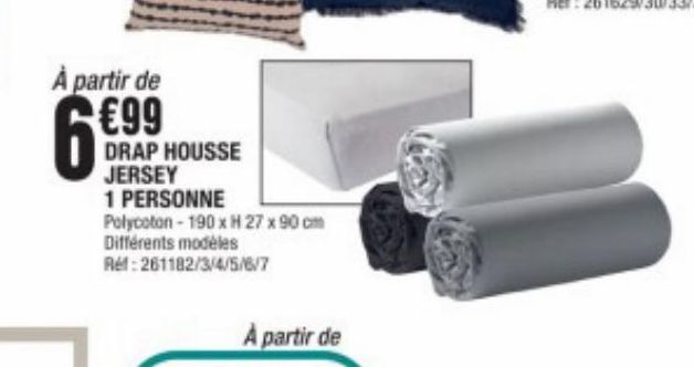 Drap housse jersey 1 personne