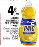 (1,5L).  Le litre: 3,19€.  LOT 