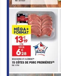 MÉGA+ FORMAT  1399  21 Sel  628  BOUCHERIE ST-CLEMENT  15 CÔTES DE PORC PREMIÈRES  RW.6786  ALGERS 