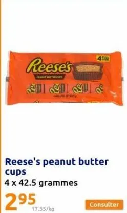 reese's  reese's peanut butter  cups  4 x 42.5 grammes  295  17.35/ka  51  