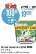 com l'unité : 19€99 par 2 je canotte  -100% 1999  can  2e  economy pack  ariel 